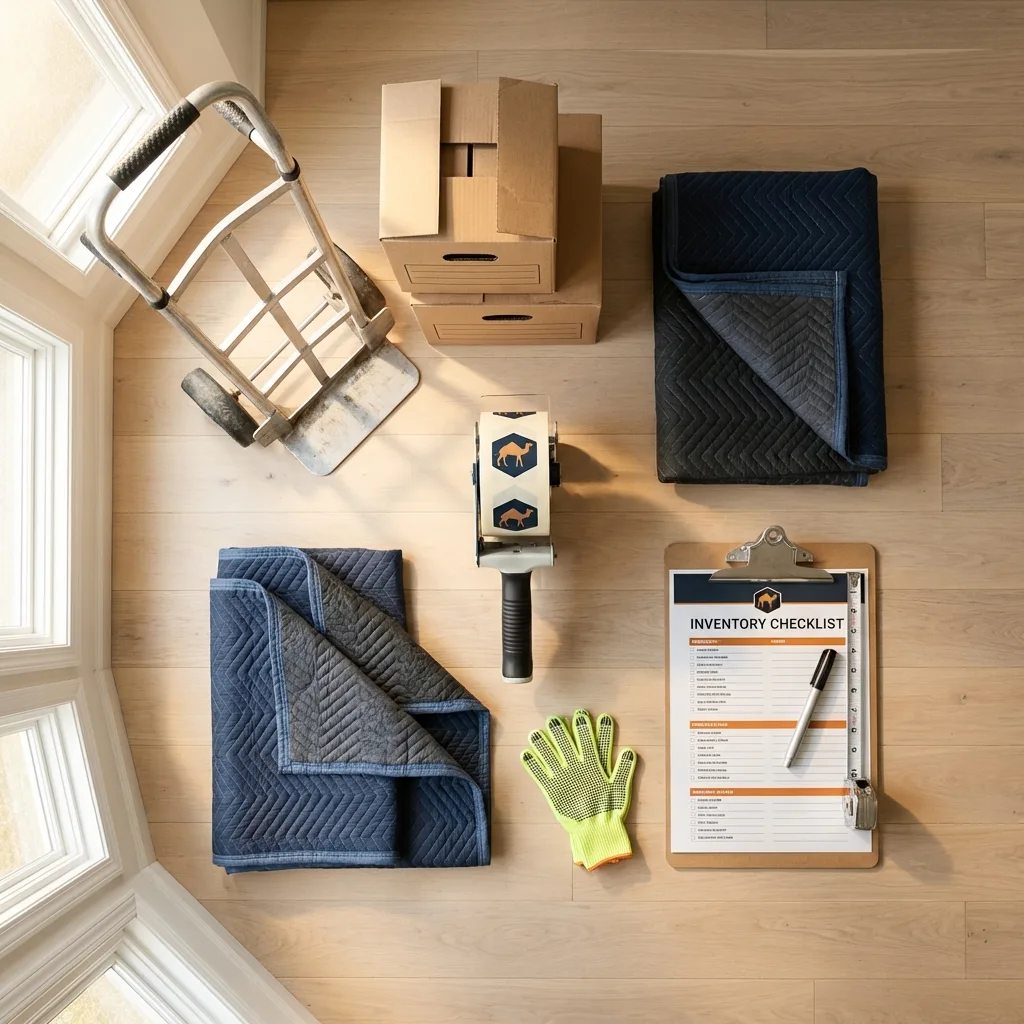 Professional moving supplies and packing materials layout for Iowa City residential relocations